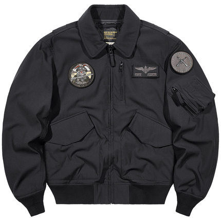 VIP翻领飞行员夹克男士春秋新款刺绣徽章棒球服美式宽松工装外套