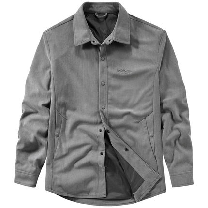 VIP灯芯绒长袖衬衫外套男春秋美式复古夹克纯色休闲工装衬衣潮流