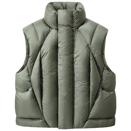 VIP解构设计感羽绒马甲男女情侣款加厚背心白鸭绒面包服马夹外套