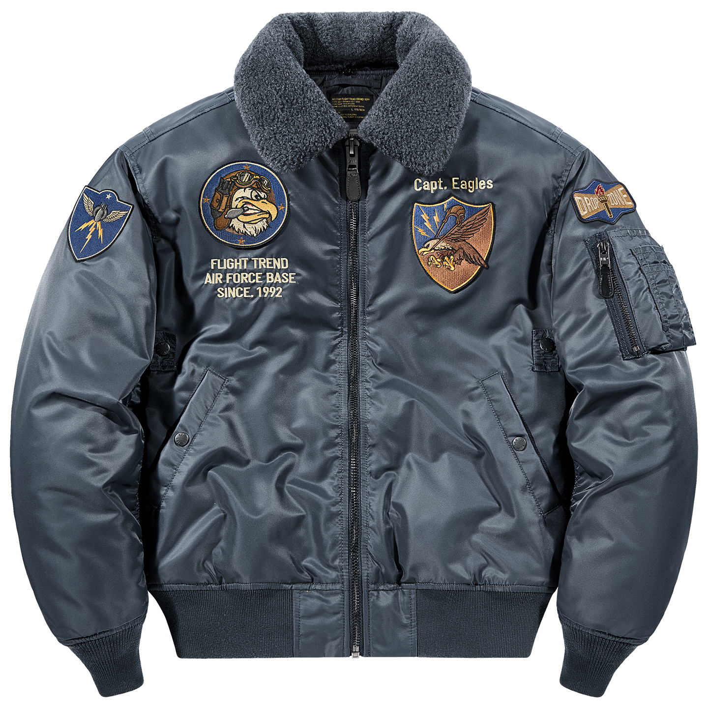 冬季加厚可脱卸毛领飞行服棉衣