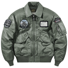 VIP翻领飞行员夹克棉衣男宽松加厚刺绣徽章美式工装保暖棉服外套