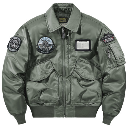 VIP翻领飞行员夹克棉衣男宽松加厚刺绣徽章美式工装保暖棉服外套