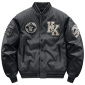 VIP美式 字母刺绣棒球服男秋冬季 加厚重磅羊毛呢外套潮牌复古棉衣