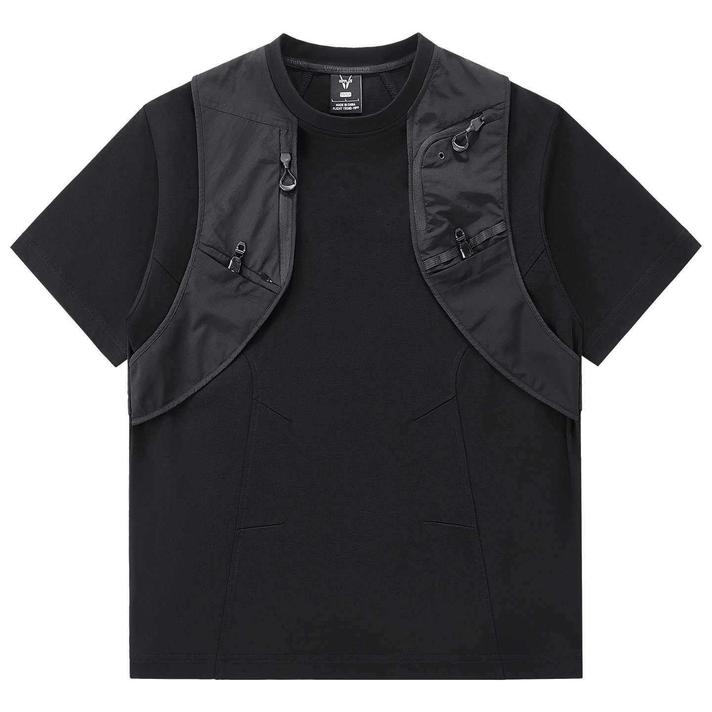 VIP假两件拼接短袖T恤男夏季设计感机能工装户外运动小众上衣潮牌