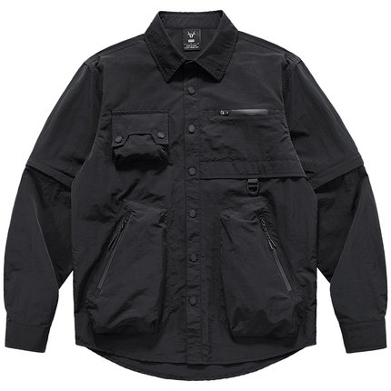 VIP机能长袖衬衫外套男户外工装多口袋可拆卸两穿设计感速干衬衣