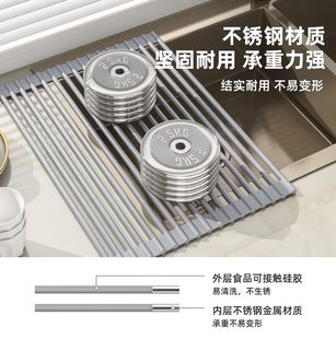 优勤沥水架水槽碗碟收纳架水池碗盘架厨房置物架可折叠沥水篮家用