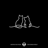 再变 双猫依偎个性 逼真草本纹身贴防汗高级感动物贴纸女保持久