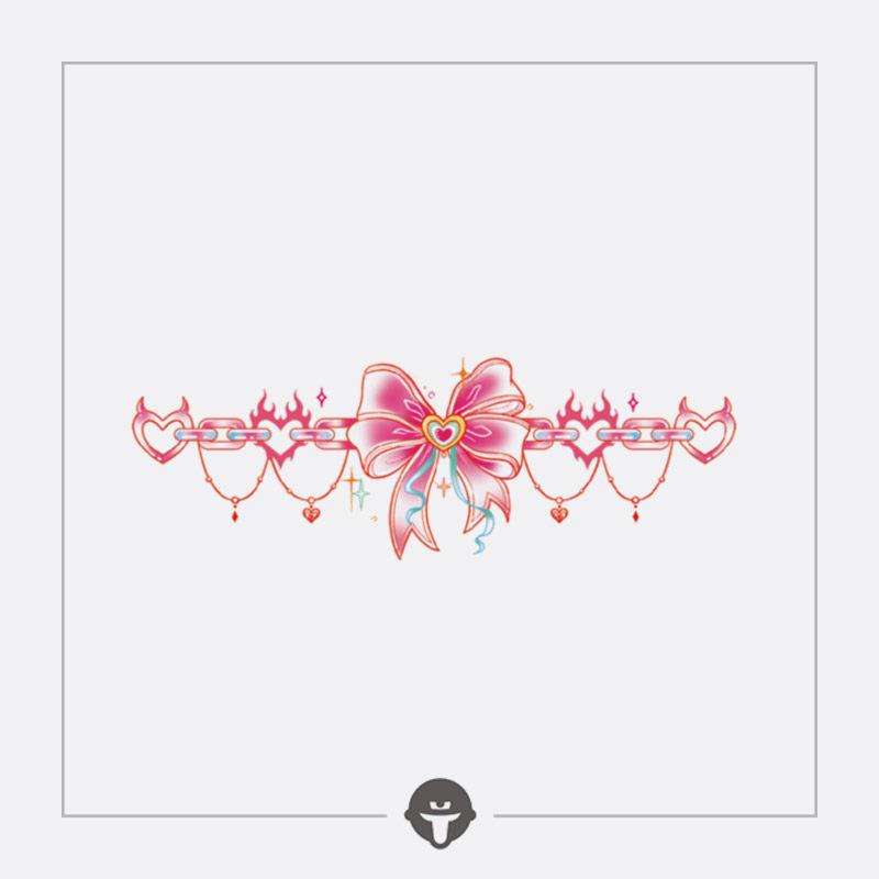 再变 心链蝴蝶结彩色纹身贴纸防水女甜美酷辣卡通高级脖子手腿