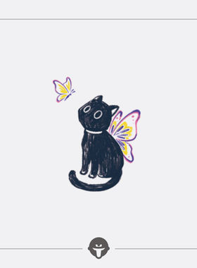 再变纹身贴蝴蝶猫卡通可爱少女