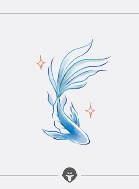 再变 悠哉彩色贴纸防水原创高级超仙音乐节纹身贴新中式国风鱼儿