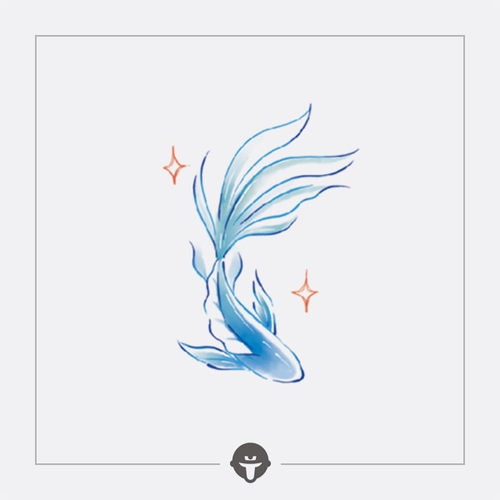 再变 悠哉彩色贴纸防水原创高级超仙音乐节纹身贴新中式国风鱼儿
