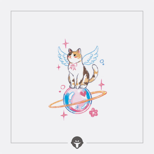 再变纹身贴星球猫防水少女可爱