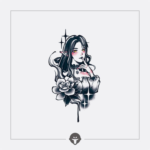再变纹身贴花精灵性感花臂女