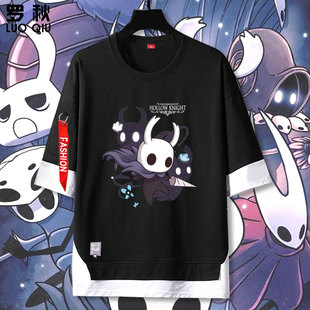 男女五分中袖 t恤衫 Knight联名游戏周边假两件短袖 空洞骑士Hollow