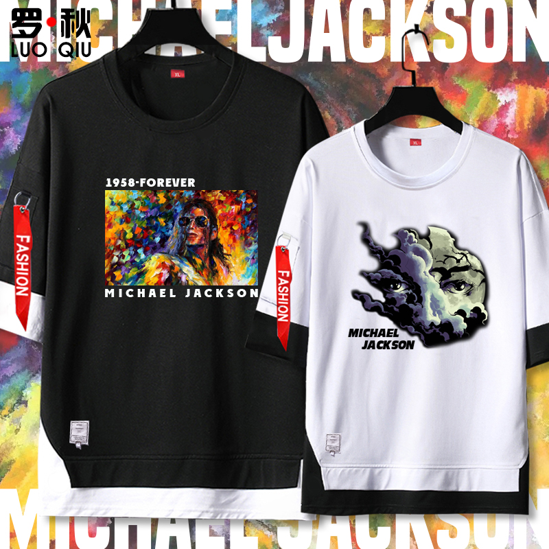 迈克尔杰克逊纪念音乐摇滚反战OLODUM周边短袖t恤衫男五分袖衣服