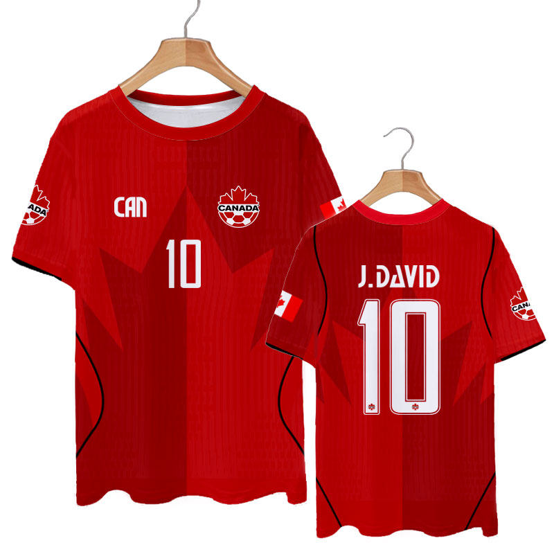 Canadian team uniforms for the 2026 World Cup, player version football clothes, quick-drying short-sleeved T-shirts for men and women, ice silk half-sleeved shirts thumbnail 2
