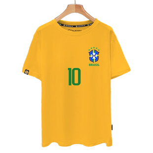 2021巴西队国家队美洲杯足球迷服内马尔纯棉短袖t恤衫男女半袖夏