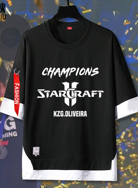 星际争霸2李培楠Oliveira夺冠IEM纪念假两件短袖t恤衫男女5五分袖