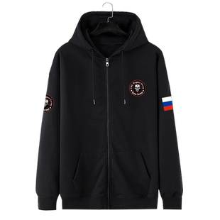 俄罗斯瓦格纳雇佣兵集团标志拉链开衫卫衣薄款男女加绒连帽外套