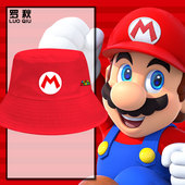 超级马里奥兄弟路易吉游戏渔夫帽子男女学生盆帽户外防晒帽遮阳帽