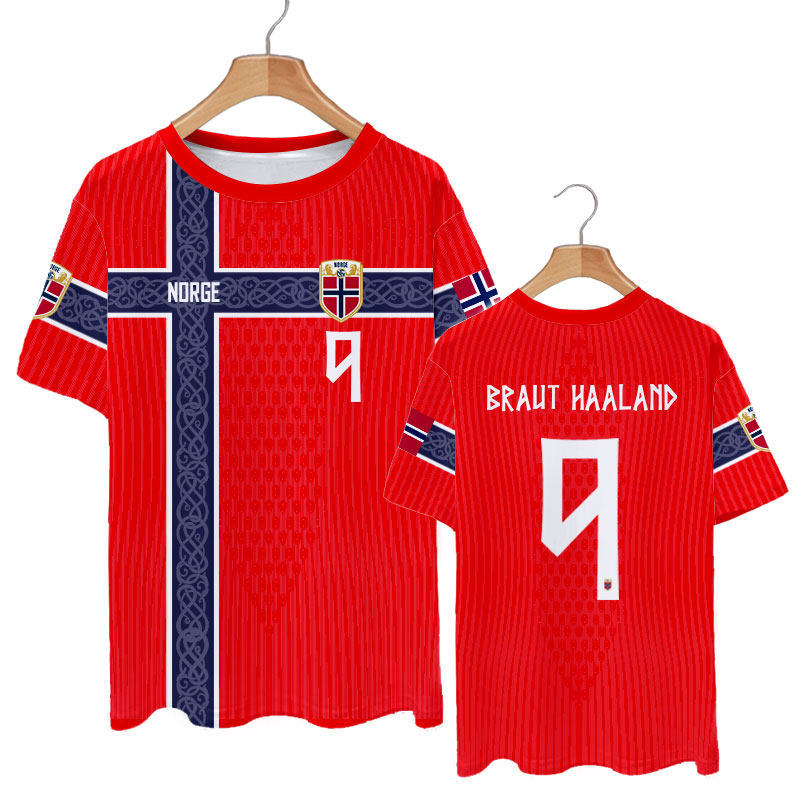 thumbnail for 2026 World Cup Norway Team Uniform Haaland Player Version Football Clothes Quick-Drying Short-Sleeved T-Shirt for Men and Women Half-Sleeved
