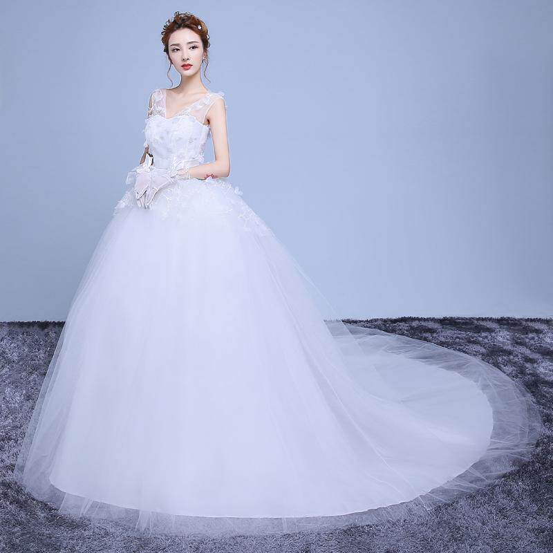婚纱礼服新款2018时尚结婚V领双肩齐地孕妇韩式婚纱长拖尾大码春|ruв категории Женская одежда, Cвадебные платья, свадебное платье - от Buy2taobao.com для оказания профессиональной услуги покупки агента Taobao