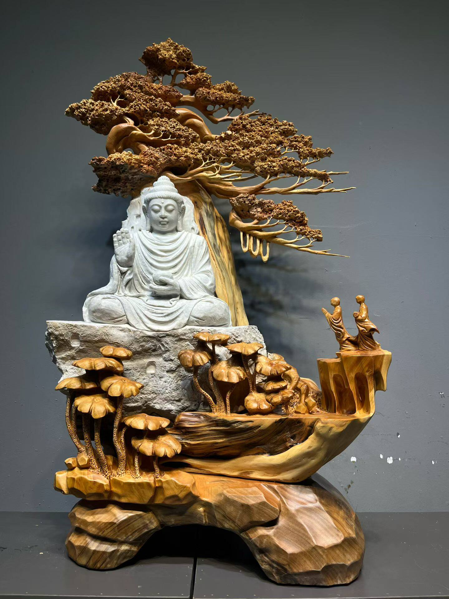 崖柏陈化料达摩摆件天然随形木雕山水花鸟动物雕刻人物如来工艺品