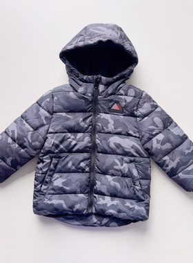 英国单尾货nutmeg男童1-9岁冬季棉服外套连帽拉链迷彩棉袄