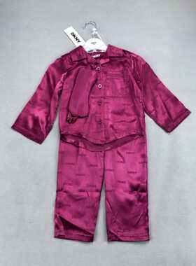 92-104cm码尾货春季女童红色套装花三件套家居服套装长衣长裤眼罩