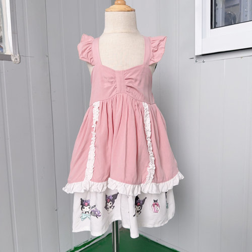 新款日单尾货100-130女孩夏季背带连衣裙三丽鸥人造丝清凉洛丽塔