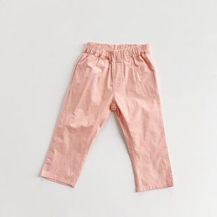 弹力薄外穿裤 7分裤 子蝴蝶结口袋 130女童夏季 日单MOUJONJON尾货90