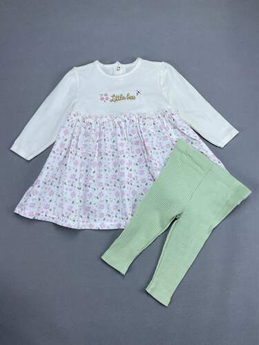 68-92cm小香风女童碎花裙子裤子套装夏季长袖上衣裤子两件套