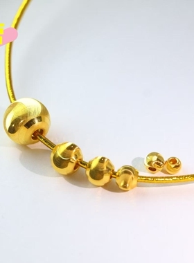 金生恋《F》3D硬金足金999黄金小金珠猫眼转运珠散珠DIY定制手链