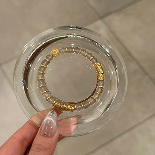 小红书爆款雾霾灰小盘缠水晶琉璃珠手串2025年手链首饰品新中式