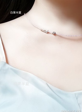 海蓝色串珠项链手链两戴小众设计极简约风精致通勤女款2024新款