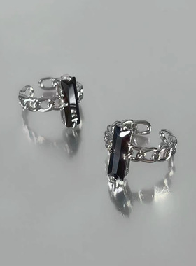 欧美复古暗黑系朋克设计感几何宝石性感个性 均码开口可调节戒指