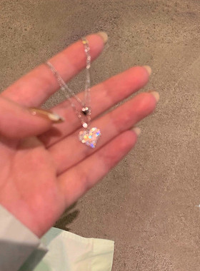 甜美小巧闪闪惹人爱 爱心双层项链女轻奢小众设计感锁骨链