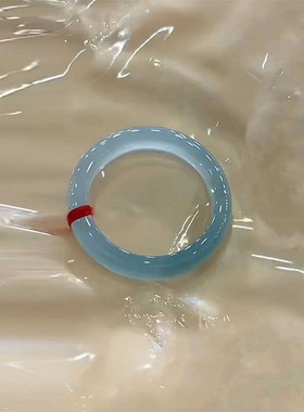 冰种冰透蓝水翡翠手镯缅甸天然天空蓝翡翠玉镯子小圈口正圈款