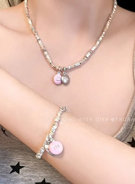 2023年新款字母项链碎银串珠锁骨链小众设计感小清新简约项链