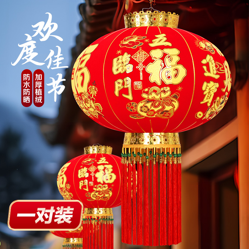 灯笼新款2025大门口一对免插电新年过年春节元旦户外灯笼装饰挂饰