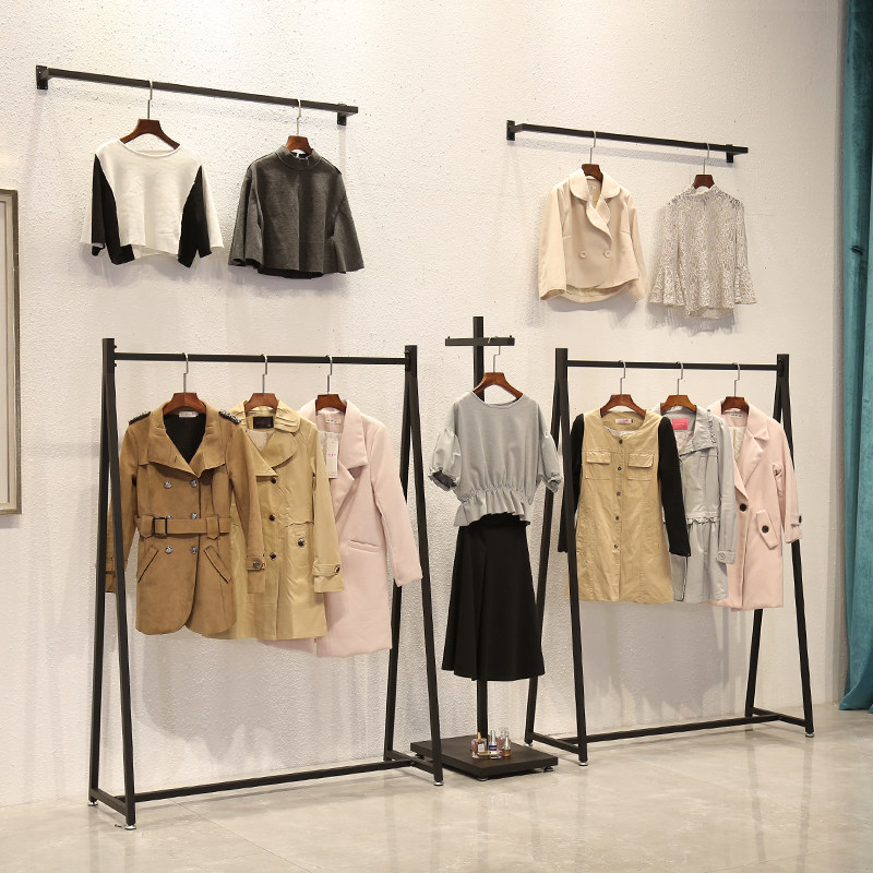 服装店展示架落地式高档服装架侧挂陈列架衣架落地货架龙门架铁艺