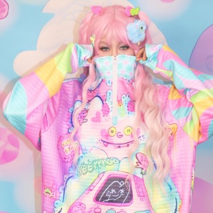 LEERROO原创设计 原宿风可爱软妹少女感多巴胺穿搭卫衣外套