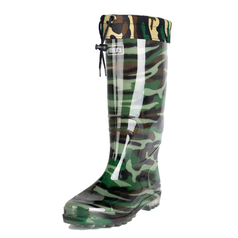 WINTER THICK HIGH BOOTS RAIN BOOTS MEN PLUS COTTON NON-SLIP RAIN BOOTS FEMALE SHORT BARREL RUBBER SHOES WATERPROOF SHOE COVER IN THE TUBE PLUS VELVET SHOES
