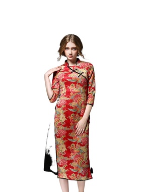 奈昕27303特大特小码定制2023高档改良旗袍婚宴长礼服连衣裙顺丰