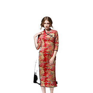 定制2023高档改良旗袍婚宴长礼服连衣裙顺丰 奈昕27303特大特小码