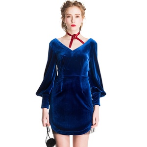 奈昕让您穿着好看个性化私人订制 112308 new dress灯笼袖纯色瑞