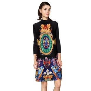 正品 复古女设计高腰大码 女士印花七分 化私人订制126060 奈昕个性