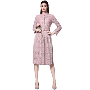 春秋新品 奈昕个性 dress韩版 new 简约纯色系带连 化私人订制101418