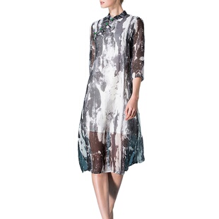 化私人订制 纯色妈妈装 113757 dress大码 复古气质七 new 奈昕个性