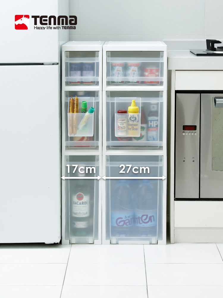 tenma天马进口三层夹缝收纳柜厨房卫生间浴室多层抽屉柜窄储物柜